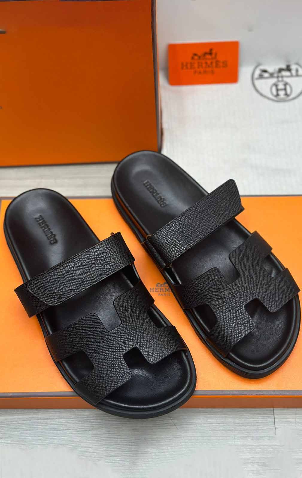Hermes-Black-Black-Flats-Sandals-H-121-1