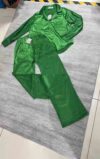 Wide-Leg Silk Satin Green Set-L-D-104