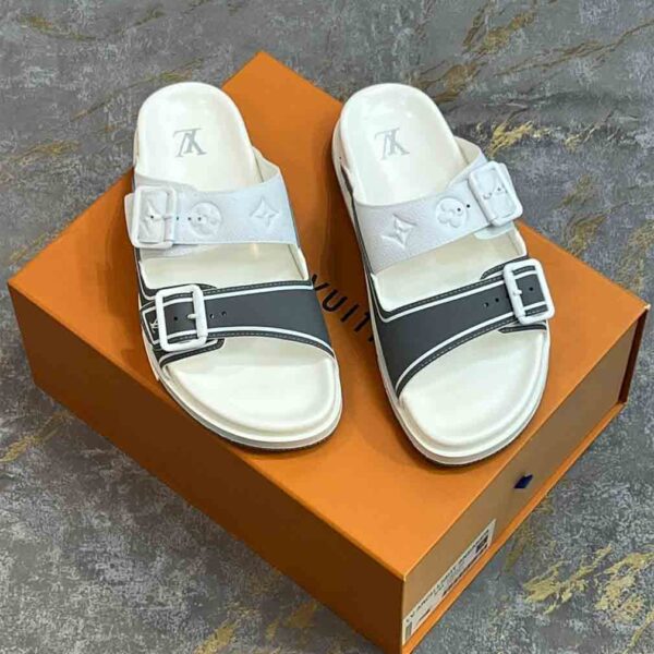 LV Trainer Mules In White Leather-LV-SR-59